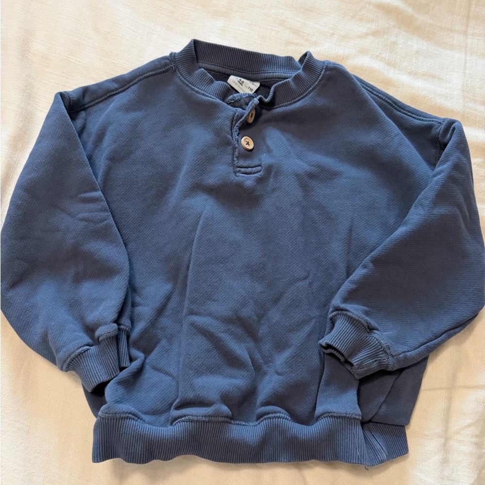 Zara Blue Henley Pullover Sweatshirt size 4-5 boys